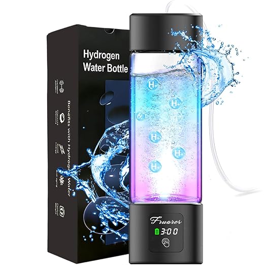 Hydrogen Water Bottle Generator - SPE/PEM Tech Hydrogen Water Machine - 6000 PPB Portable hydrohealth Water Bottle for Kidney Health Hydrogen Bottle with OLED Display (S Touch/Black)