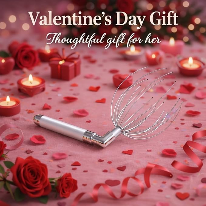 Head Massager Scalp, Vibrating Electric Scalp Massagers, Battery Powered Head Scratchers Massager Whisk Hair Massage Relax Tool with 20 Metal Fingers for Stress Relief, ldeal Gift for Women & Men