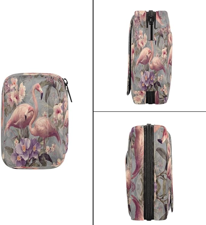 Pink Retro Flamingo Pill Case Travel Pill Organizer Weekly 7 Day Portable with Zipper Medicine Box Pill Case for Vitamins, Birth Control,Fish Oils,Medication, Supplements