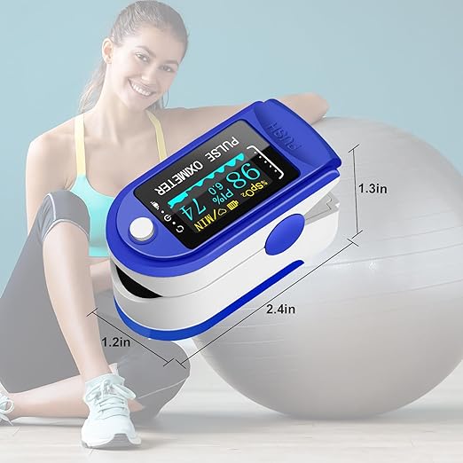 Two-Toned Athletic and Aviation Pulse Oximeter SpO2 and PR Value Waveform Blood Oxygen Neck/Pulse Oximeter Fingertip/Wrist/Fingertips (Sky blue)
