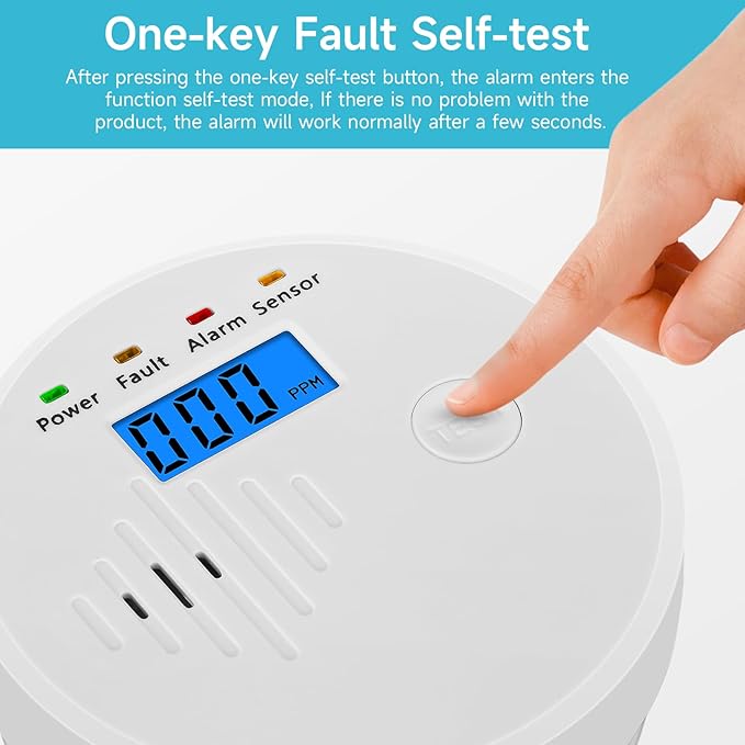 Carbon Monoxide Detector,Carbon Monoxide Alarm with LCD Digital Display Sound Light Warning,Battery Powered High Accuracy Co Gas Monitor Alarm Detectors for Travel Home Office Kitchen RV Hotel