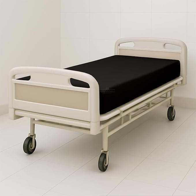 6 Pack Fitted Hospital Bed Sheets - Soft Microfiber Hospital Fitted Sheet - Hospital Bed Fitted Sheets (Black, 36" x 84" x 12")