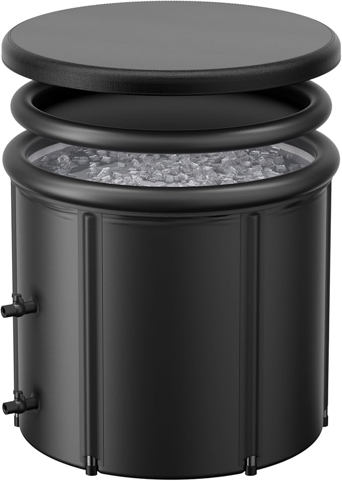 XL 100 Gal Ice Bath Tub for Cold Plunge – Portable Inflatable Ice Pod with Insulated Lid & Dual Valves, Chiller Compatible Cold Plunge Tub for Ice Bath Recovery, Indoor & Outdoor Use