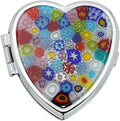 Glass Of Venice Murano Millefiori Heart Pill Box - Multicolor