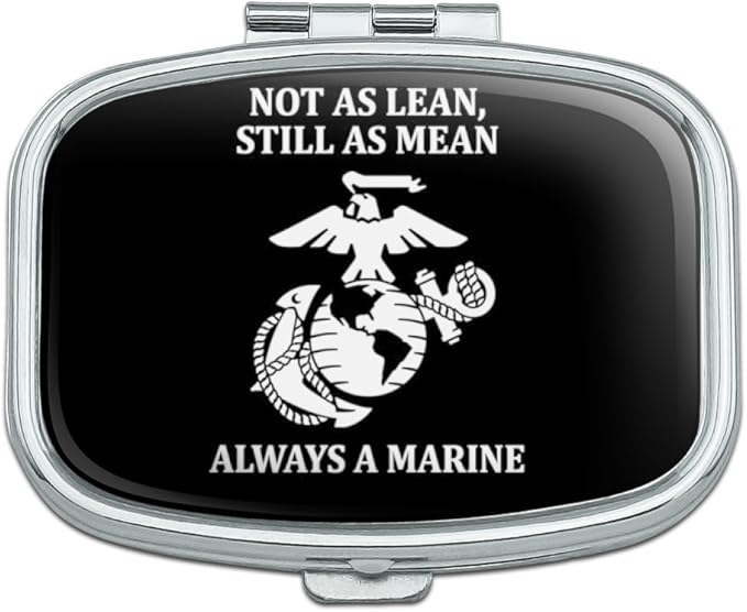 Not as Lean Still as Mean Always a Marine USMC White Black Officially Licensed Rectangle Pill Case Trinket Gift Box
