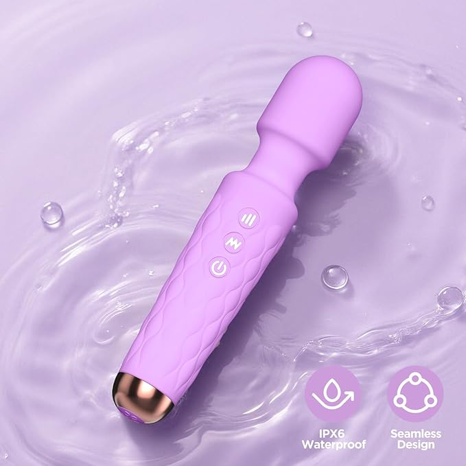 Personal Massager - 4H Max Runtime & Ultra-Quiet - Waterproof - 20 Modes 8 Speeds for Deep Tissue Back Massage, Post-Workout Recovery and Neck Muscle Relaxation（Purple）