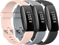 3 Pack Silicone Bands Compatible with Fitbit Inspire 2 Bands for Women Men, Adjustable Replacement Sport Wristbands Straps for Fitbit Inspire 2 / Ace 3 (Pink Sand/Gray/Black)