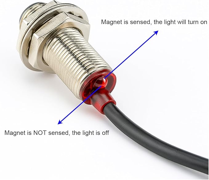 12mm Hall Effect Proximity Sensor Inductive Switch NPN NO（Normally Open) with Magnet DC5-30V NJK-5002C,Detecting Distance: 10mm