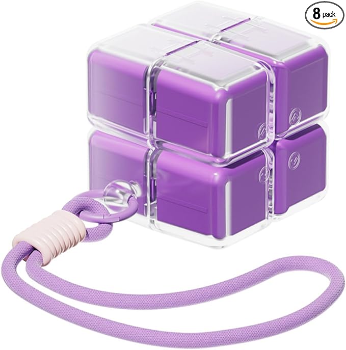 Weekly Pill Organizer, Travel 7 Day Pill Box Case with Magnetic Design, Easy Open Pill Container for 8 Compartments Portable Pill Case Medicine Holder for Vitamins Medication (Purple)