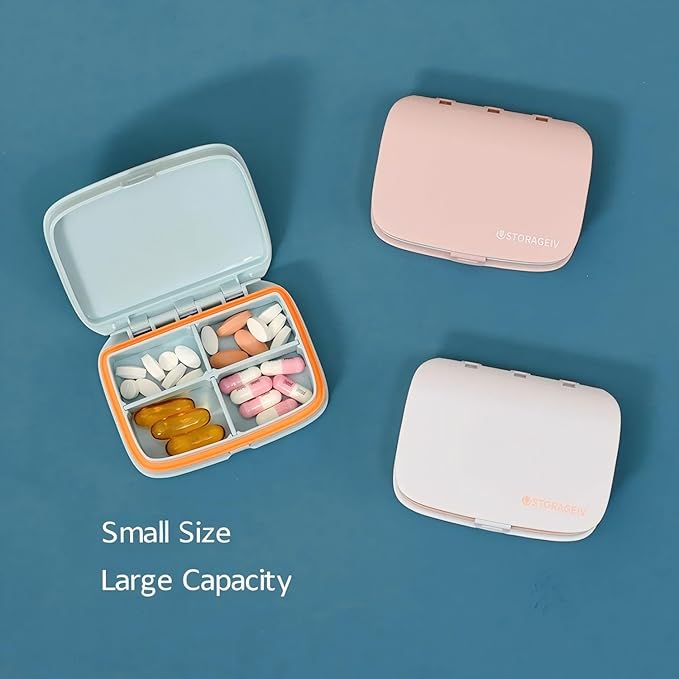 Slim Pill Case - Portable Pill Organizer with Removable Compartments - Leakproof Pill Holder for Daily Medication