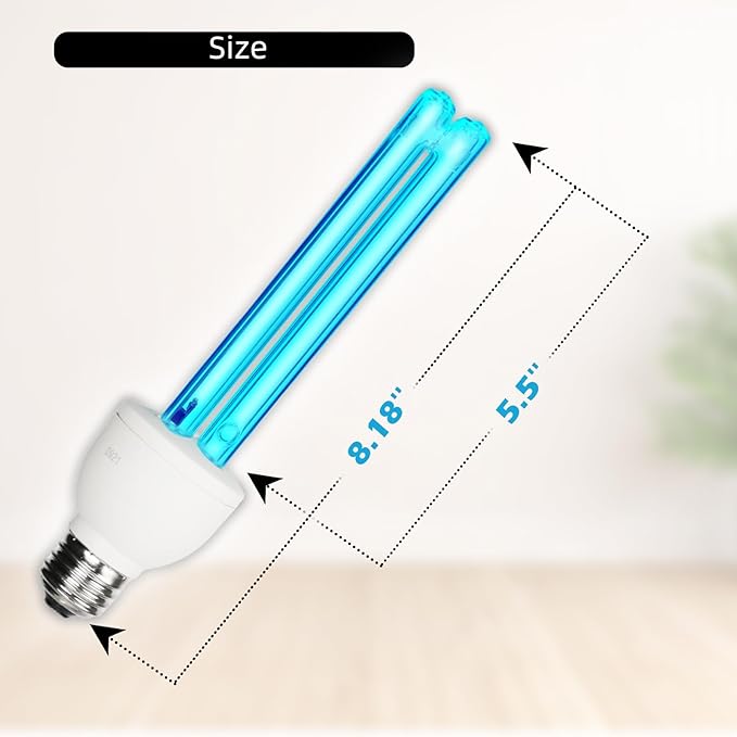 3 Pack 25 Watts UVC Light Bulb Ozone Free, Replacement UV Light Bulb for Bedroom/Bathroom/Closet/Kitchen, 253.7nm Wavelength Covers up to 400sq.ft, E26 Base 110V CTUV-25