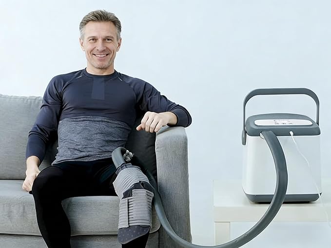 Cold Therapy System, Pain Relief for Post-Surgery Recovery, Programmable Ice Therapy Machine, Continuous Cryotherapy, Universal Pad for Knee, Ankle, Cervical, Back and Leg, Including 4 Straps