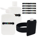 14 Pcs Urine Test Complete Kit Includes 2 White Portable Empty Bottles, 10 Adhesive Temperature Test Strips, Neoprene Bag and Hi-Stretch Hidden Leg Straps, Portable Travel Urine Test Bottle