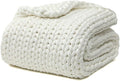 YnM Cooling Weighted Blanket, Handmade Chunky Yarn Knitted Design, Temperature Regulating and Breathable, Machine Washable Throw for Sleep or Home Decor (White, 60x80 Inch, 20lbs)