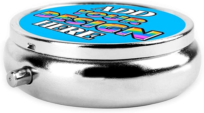 Custom Pill Box, Medicine Pill Organizer Case Container Travel Pill Holder Vitamin for Purse Med Wallet Portable Mini Pastillero Round, Deep Sky Blue, Personalized Gifts with Photo