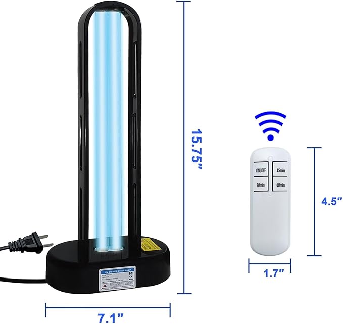 BAIMNOCM UVC Light, 2 Pack 38 Watt UV Light for Mold, Ultraviolet Light for Room, UV-C Lamp for Dust Mite Device with 15/30/60 Minutes Timer, Indoor Use