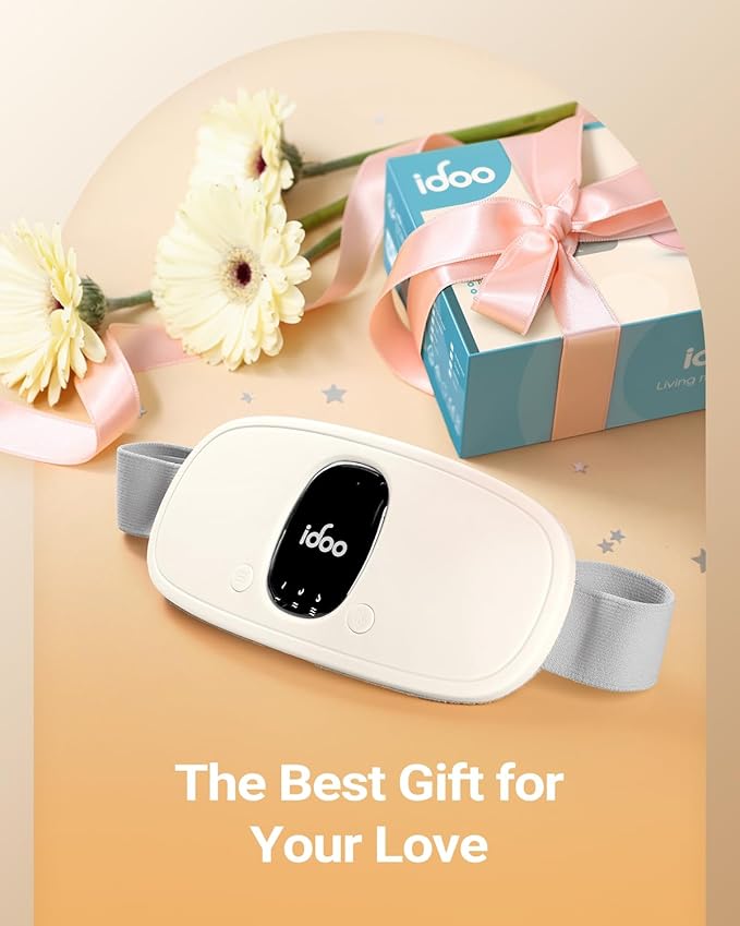 iDOO Portable Heating Pad for Period Cramps, FSA Eligible Item, Valentines Gifts for Her Women Girlfriend Mom Wife, Back Belly Heat Pad for Menstrual Pain Relief, with 3 Heat Levels 3 Massage