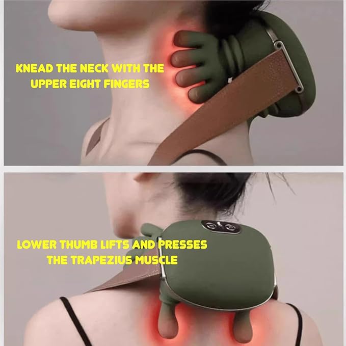 Heated Human-Like Shiatsu Neck Massager with Fingers, Wireless Portable Neck and Shoulder Massager, Electric Massagers for Neckk and Back Pain Relief and Muscle Relax