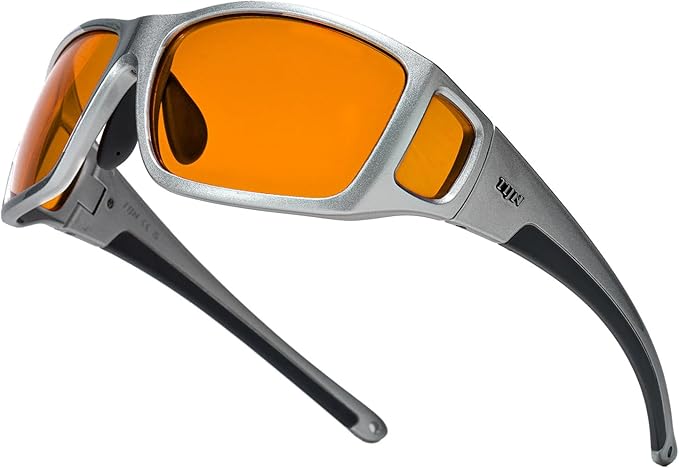TIJN Sonia Red Sleep Glasses Orange Lens for Blue & Green Light Blocking,Dual AR Coating,Wraparound Frame for Gaming Screen