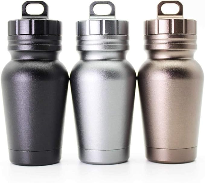 Waterproof Aluminum Pill Holder with Keychain Outdoor Medicine Bottle Seal First Aid Drug Holder