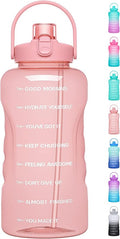 HydroPal 1 Gallon Water Bottles with Straw, 128 oz Water Bottle BPA Free Innovative 2-IN-1 Lid Gym Bottle with Times to Drink Motivational, Large for Sports Fitness Camping Water Jug （13.8X5.5 inch）
