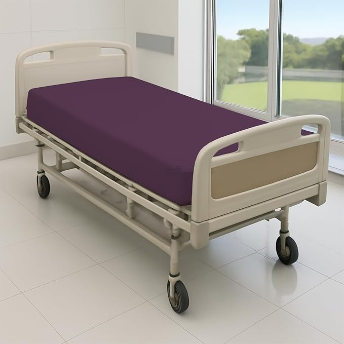 6 Pack Fitted Hospital Bed Sheets - Soft Microfiber Hospital Fitted Sheet - Hospital Bed Fitted Sheets (Plum, 36" x 84" x 12")