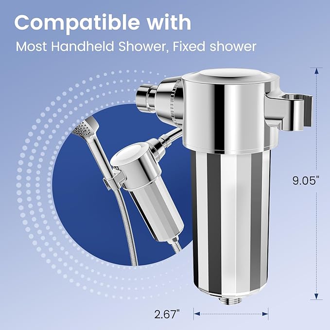 Shower Filter for Hard Water, High Pressure Activated Carbon Filter, Removes 99% Chlorine for Healthier Skin & Hair