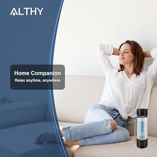 ALTHY Hydrogen Water Generator Bottle Cup SPE+PEM Dual Chamber lonizer,Upgrade 40 Electrolysis Times/Fully Charged for Travel