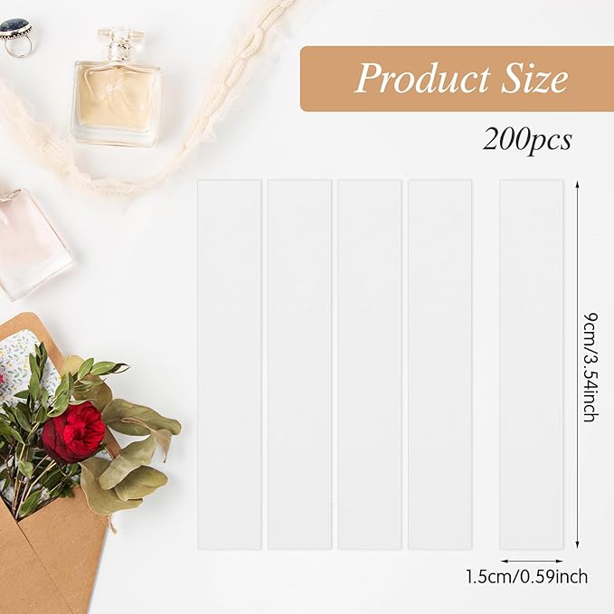 Bewudy 200 Pcs Perfume Tester Strips, Fragrance Tester Strips, Disposable White Perfume Essential Oils Paper Test Strips for Perfume Fragrance Essential Oil Aromatherapy Testing (9 x 1.5CM)