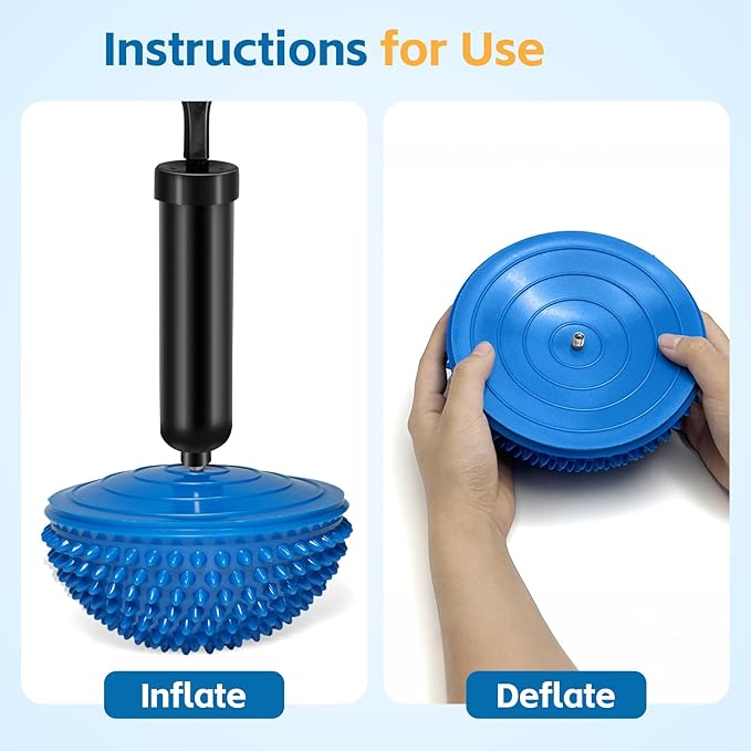 Wobble Cushion Set for Sensory Kids and Balance Training - Disc Plus 4 Pods, Board With Pump, Inflatable Stepping Pads for Adults