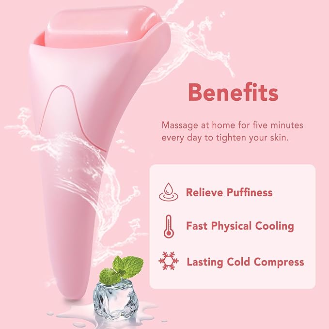 huefull Ice Roller for Face, Skin Care Set ，Spa Gifts for Women,Skin Care Wrinkle Remover for Face Massager Roller & Self Care Gifts for Woman (Pink)