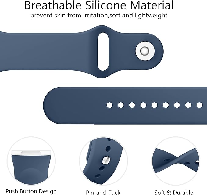 AK Silicone Bands Compatible with Fitbit Versa 4 & Sense 2 Bands for Women & Men, Soft Straps Replacement Wristbands for Fitbit Versa 3 & 4 / Sense & 2 Smart Watch (Navy Blue)