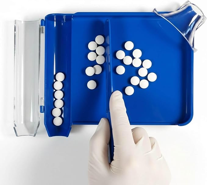 Upgraded Pill Counter Tray with Spatula - Larger Tray and Added Guide Cap, Convenient Pill Counting Tray for More Pills Each Time, No More Falling