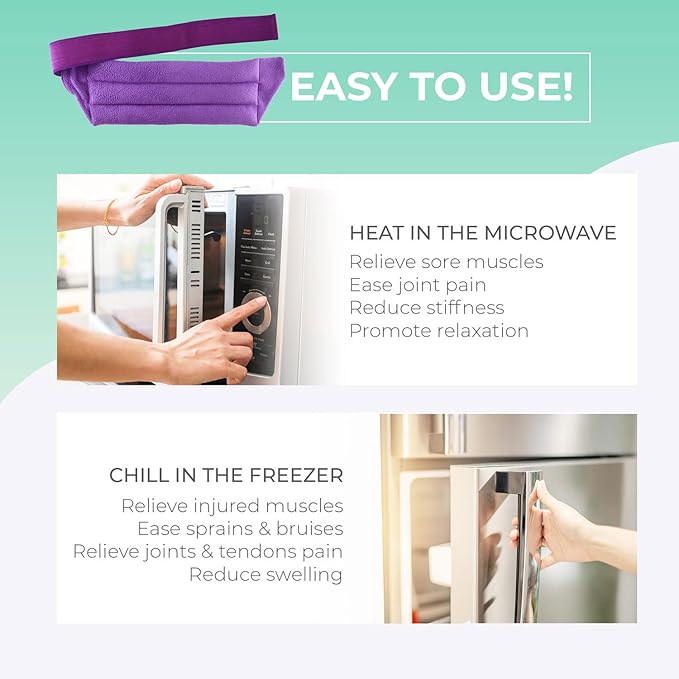 Microwavable Heating Pads for Lower Back and Menstrual Cramps - Moist Microwave Heating Pads for Muscles and Joints - Natural Microwave Hot Packs Heat Pads for Lower Back Pain - 2 Packs Purple