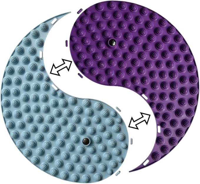Foot Massager Mat, Yinyang Balance Tai chi Bagua Pattern with Magnetic Therapy, Acupressure Reflexology Mat for Daily Foot Relaxation and Pain Relief, Purple and Blue