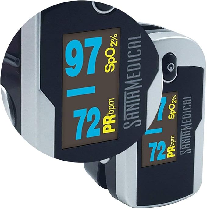 Santamedical Generation 2 Fingertip Pulse Oximeter Oximetry Blood Oxygen Saturation Monitor with Batteries and Lanyard