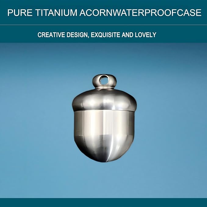 Pure Titanium Acorn Portable Storage Box, Waterproof Sealed Container Box, Travel Pill Organizer, Pocket Daily Pill Case EDC Container for Outdoor Camping Working (TI L)