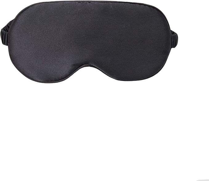Mulberry Natural Silk Sleep Mask for Women & Men with Elastic Strap, Super Soft Sleeping Eye Mask, Size M, (Black)