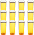 Medicine Bottles Snap Cap Prescription Vials, Easy Open Pill Organizers, Amber Empty with Plastic Caps (8 dram, 12pcs)