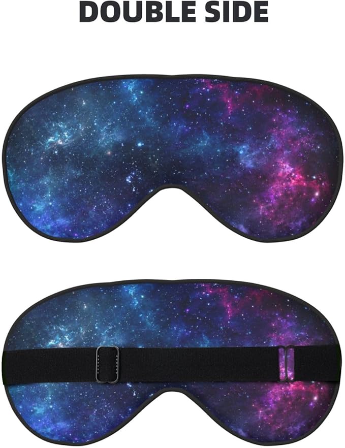 Blue Purple Galaxy Sleep Mask Space Nebula Universe Eye Mask with Adjustable Strap Eye Sleep Shade Cover Blocks Light for Women Men Airplane Travel Nap
