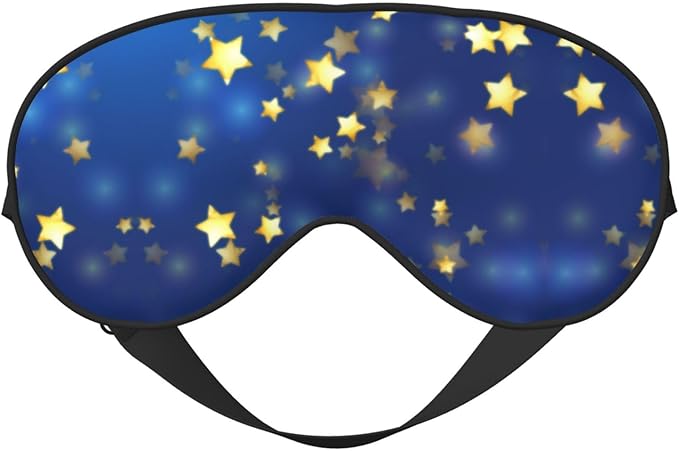 Gold Glamour Stars Sleep Mask Eye Mask with Adjustable Strap Eye Sleep Shade Cover Blocks Light for Women Men Airplane Travel Nap