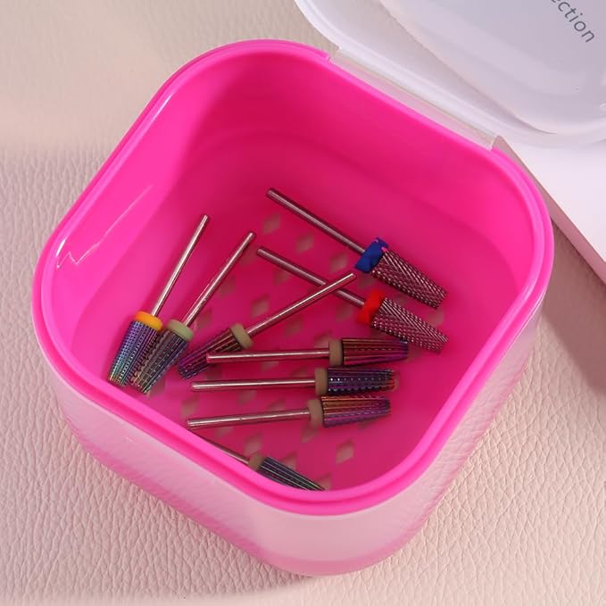 Nail Tool Sterilizer Box Plastic Disinfectant Container for Nail Art Accessories Tools, Portable Sterilization Tray Soaking Box with Strainer for Nail Drill Bits Manicure Cleaning Equipment
