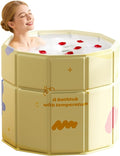 Portable Bathtub, Hot Ice Bath Tub Inflation-free, Shower Bathroom SPA Soaking Tub, Collapsible Bathtub No Installation for Home & Outdoor (Warm Yellow, 31.49"L x 31.49"W x 27.55"H)