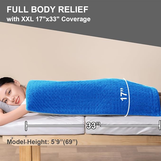 Boncare® Ultra Plush Heating Pad for Neck and Shoulder and Back with Auto-Off, Stay-On Warmth Up to 18 Hours, 6 Heat Levels, 12.6 ft Cord for Bed Foot Warmer with Gift Box (Blue, 17"x33")