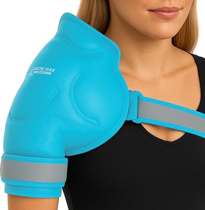 Arctic Flex Shoulder Ice Pack Wrap - Rotator Cuff Cold Therapy for Pain Relief - Reusable Gel for Injuries & Recovery After Surgery - Ice Packs Compression Brace (Blue)