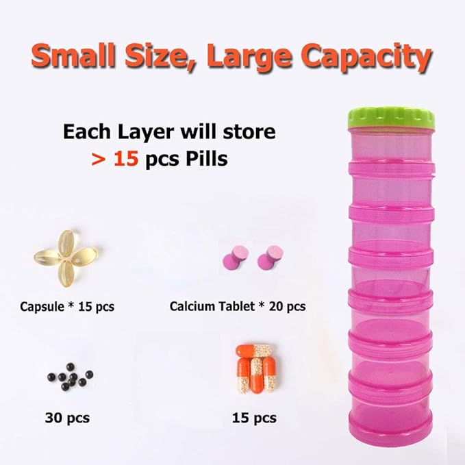 Weekly Pill Organizer, 7 Days Pill Case, Large Daily Travel Pill Case, Stackable Pill Box with Mosture Proof Design for Bag to Hold Pills/Vitamin/Fish Oil/Supplements/Medication