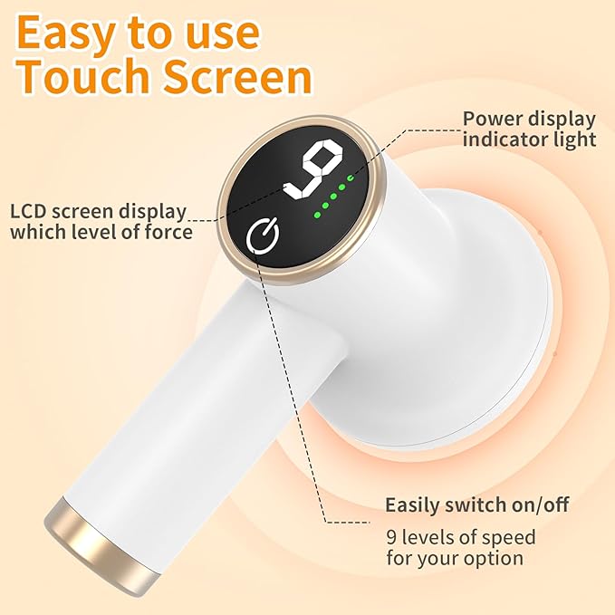 Handheld Body Massager, Body Relaxing Machine, Portable and Cordless Massager for Deep Relaxation, 9 Modes for Body SPA, 8 Massage Heads, 1800mAh Battery, Gift for Men Women, White