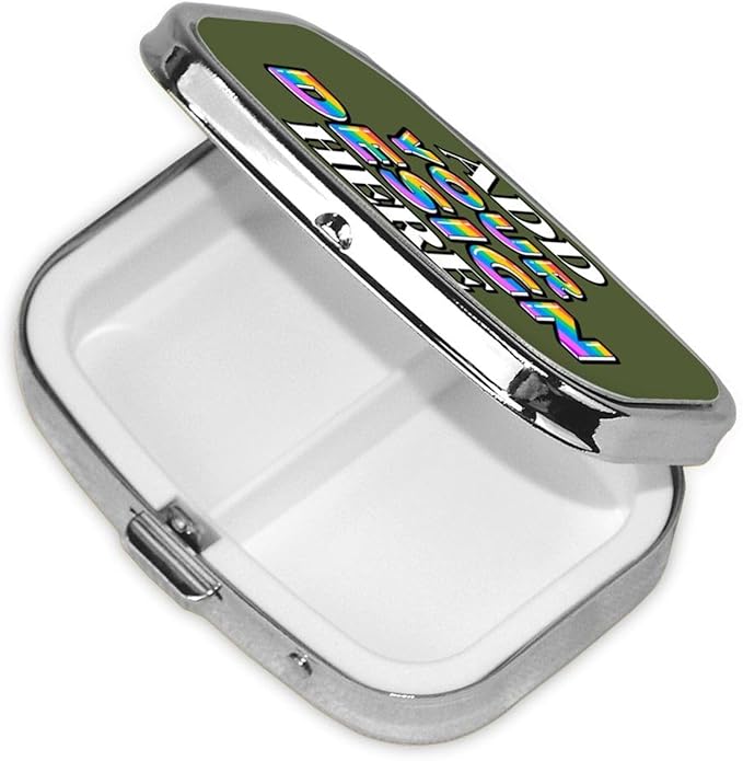 Custom Medicine Pill Organizer, Medicine Pill Box Case Container Travel Pill Holder Vitamin for Purse Med Wallet Portable Mini Pastillero Square, Army Green, Personalized Gifts