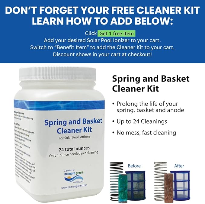Original Solar Pool Ionizer | Pool Cleaner, use up to 85% Less Chlorine, for Pools up to 35,000 Gal, Lifetime Replacement Program