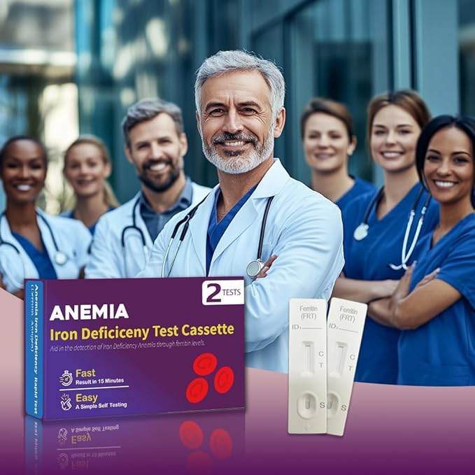 Iron Deficiency Test Kit [2 Tests] – Ferritin Anemia Home Test Kit for Iron Level Detection in 15 Minutes – Convenient Home Test for Adults & Children